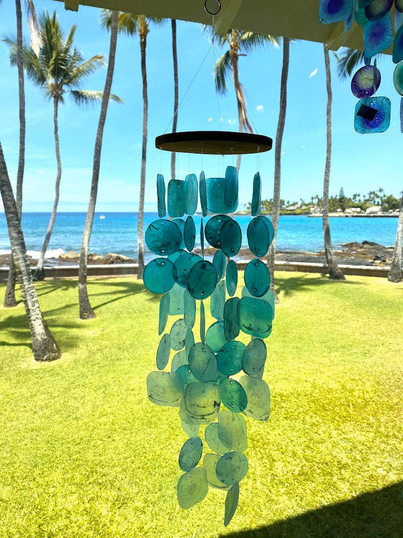 Capiz Muschel Windspiel Ocean Nautisches Dekor Wasserfall Farbe