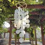 Capiz-Muschel Windspiel, weißes Küstendekor, handgefertigtes Windspiel für Veranda, Garten, Balkon