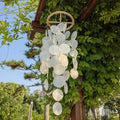 Capiz-Muschel Windspiel, weißes Küstendekor, handgefertigtes Windspiel für Veranda, Garten, Balkon