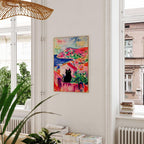 Poster mit schwarzer Katze als Wandbild, lustige Katzenkunst