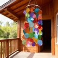 Blaues Capiz-Windspiel mit natürlichen Muscheln, 60 cm, handgefertigtes Indoor- und Outdoor-Windspiel