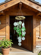 Blau & Weiß Capiz Muschel Windspiel, Natürliche Muschel Deko, Strandhaus Deko, 65cm