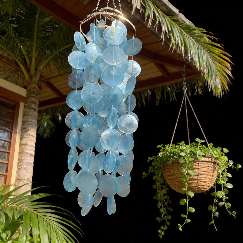 Capiz Muschel Windspiel Mobile Deko Terrasse Boho Wohnaccessoire Geschenk