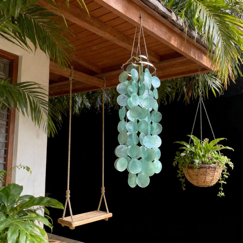Capiz Muschel Windspiel Mobile Deko Terrasse Boho Wohnaccessoire Geschenk
