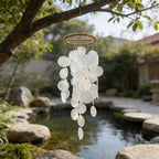 Capiz-Muschel Windspiel weiß, maritimes Hänge-Deko für Terrasse, 72 cm