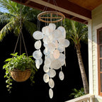 Capiz-Muschel Windspiel weiß, maritimes Hänge-Deko für Terrasse, 72 cm