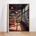 Vintage Schallplattenladen Wandbild Poster, Retro Musikstore Deko für Wohnzimmer, Büro, Studio