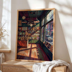 Vintage Schallplattenladen Wandbild Poster, Retro Musikstore Deko für Wohnzimmer, Büro, Studio