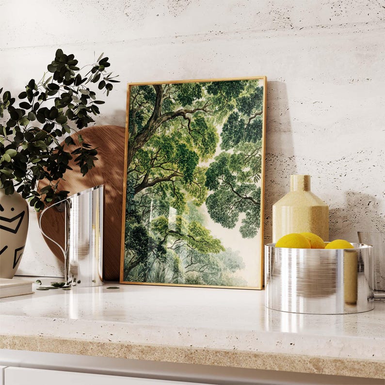 Botanischer Baumkronen Kunstdruck Wandbild Natur Wald Poster