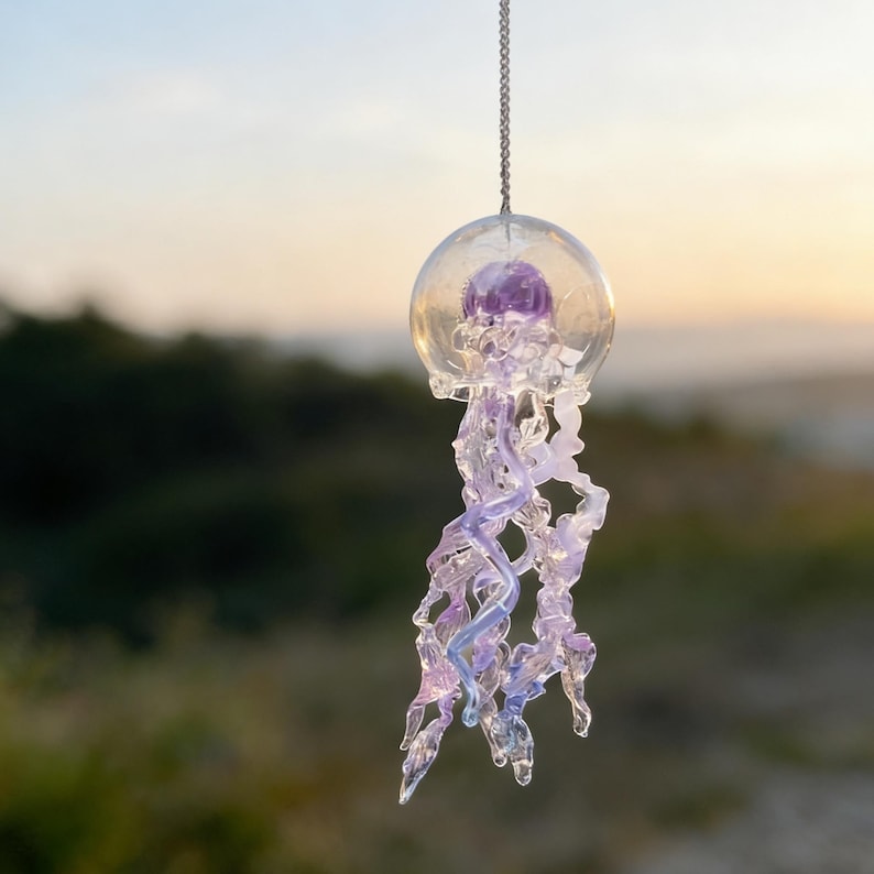Handgemachtes Glasquallen-Windspiel zum Aufhängen – Mehrschichtiges Design, Innen- und Außenbereich