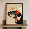 Cocktaildruck auf Vinyl-Schallplatte, Retro-Martini-Lounge-Dekoration, Wandkunst