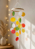 Capiz-Muschel Windspiel Mobile - Gelb Rot Weiß Orange Grün, 50cm, handgefertigt