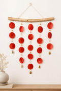Rotes Capiz Muschel Windspiel FIREFLY – Boho Deko Mobile für Wohnraum, Terrasse, Balkon, Garten