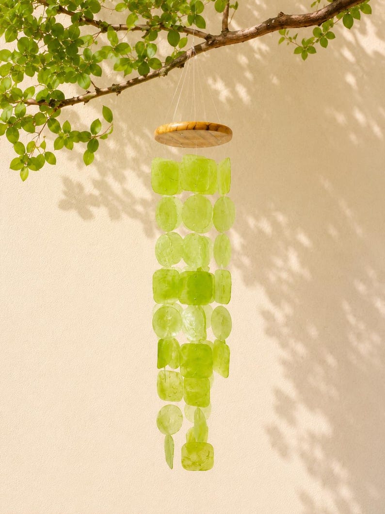 Capiz Muschel Windspiel Sonnenfänger Küsten Mobile Grün 60 cm