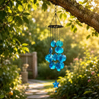 Blaue Muschel Windspiel | Küstenhänge Deko | Garten Windspiel für Außen