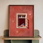 Kunstdruck Lesende Frau am Fenster, Terrakotta Wandbild, Minimalistische Dekoration für Leseecke