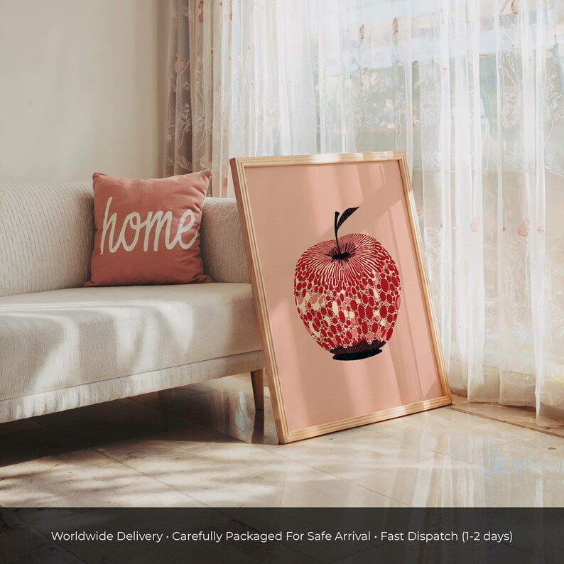 Moderner Polka Dot Apfel Kunstdruck, Küchen Dekor Wandkunst, Dopamin Obst Poster, Galeriewand
