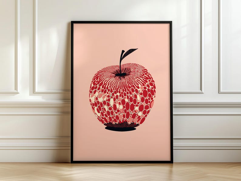 Moderner Polka Dot Apfel Kunstdruck, Küchen Dekor Wandkunst, Dopamin Obst Poster, Galeriewand
