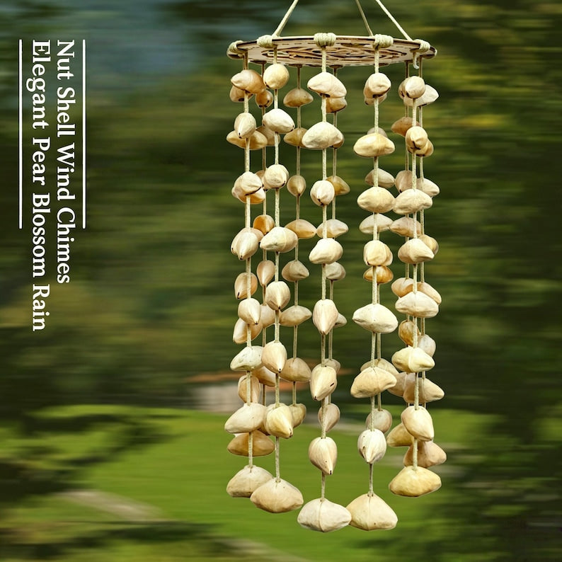Windspiel aus natürlichen Nussschalen, dekoratives Gartenwindspiel im böhmischen Stil, 30 cm