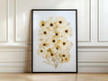 Kosmischer Blumendruck | Pflanzenwanddekoration, neutrales minimalistisches Blumenmotiv, cremefarbenes Dekoposter