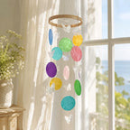 Schmetterling Muschel Windspiel, Capiz Muschel Mobile, Boho Fensterschmuck, Küsten Deko, 12x35cm