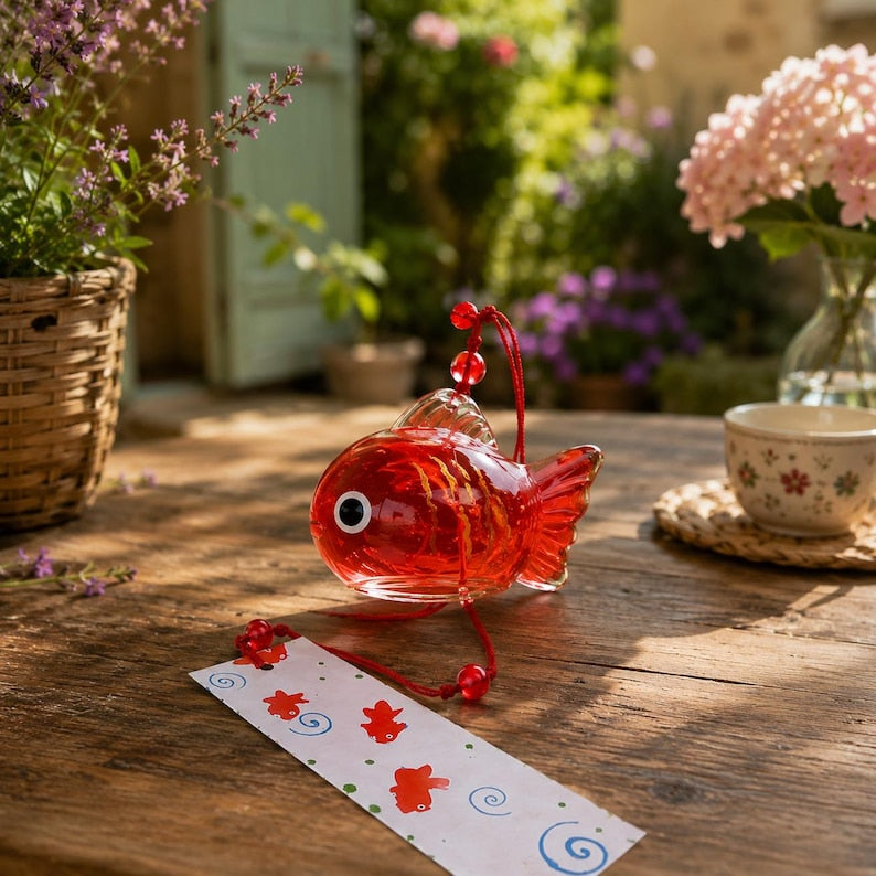 Windspiele aus Glas, Goldfisch-Windspiele, hängende Gartendekorationen, Balkondekorationen