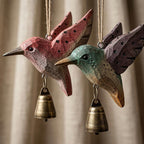 Geschnitztes Kolibri-Windspiel aus Massivholz für Außenbereiche, Hängedekoration für Terrasse, Balkon und Garten – 3 Stiloptionen