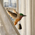 Geschnitztes Kolibri-Windspiel aus Massivholz für Außenbereiche, Hängedekoration für Terrasse, Balkon und Garten – 3 Stiloptionen