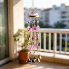 Amethyst Achat Windspiel, lila Kristall Klangspiel, Boho Balkon Terrasse Fenster Dekor