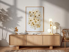 Kosmischer Blumendruck | Pflanzenwanddekoration, neutrales minimalistisches Blumenmotiv, cremefarbenes Dekoposter