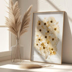 Kosmischer Blumendruck | Pflanzenwanddekoration, neutrales minimalistisches Blumenmotiv, cremefarbenes Dekoposter