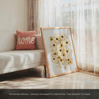 Kosmischer Blumendruck | Pflanzenwanddekoration, neutrales minimalistisches Blumenmotiv, cremefarbenes Dekoposter