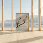 Kintsugi-Pflaumenblüten-Poster als Wanddekoration – Cremefarbene Zweige, geschmückt mit goldenen Pflaumenblüten, Frühlingsdekoration, Kirschblütenkunst