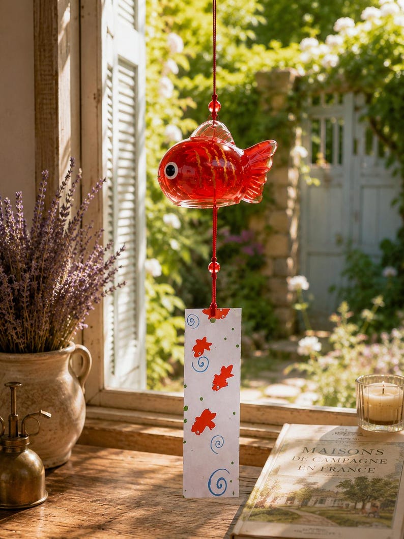 Windspiele aus Glas, Goldfisch-Windspiele, hängende Gartendekorationen, Balkondekorationen
