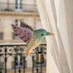 Geschnitztes Kolibri-Windspiel aus Massivholz für Außenbereiche, Hängedekoration für Terrasse, Balkon und Garten – 3 Stiloptionen