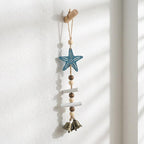 Wooden Starfish Wind Chime Coastal Bell Hanging Ornament Nautical Wall Decor