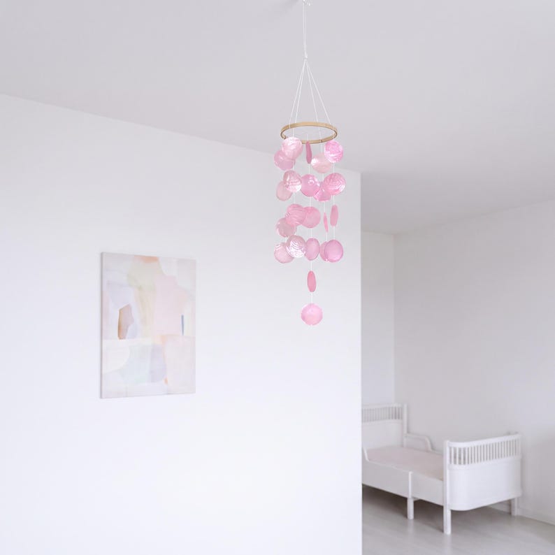 Muschel-Windspiel, hängende Küstenstil-Dekoration, Boho-Fensterdeko, Naturmuscheln, 45 cm