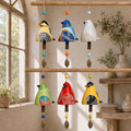 Vogelglocken-Windspiel mit handbemalten Vögeln, bunte hängende Gartenornamente, Boho-Dekoration für Terrasse und Veranda