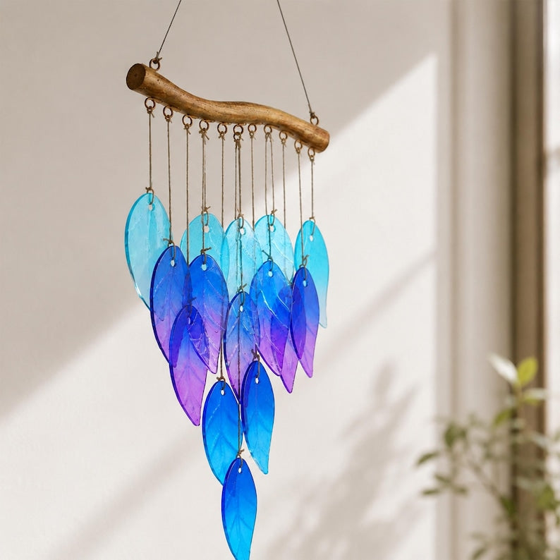 Blaues Glas Windspiel Seestern Fisch Hängedekoration Maritime Strandhaus Deko
