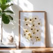 Kosmischer Blumendruck | Pflanzenwanddekoration, neutrales minimalistisches Blumenmotiv, cremefarbenes Dekoposter